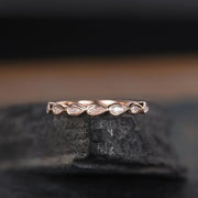 PEAR CUT BEZEL SET ROSE GOLD TEAR STACKING MATCHING MOISSANITE WEDDING BAND FOR WOMEN